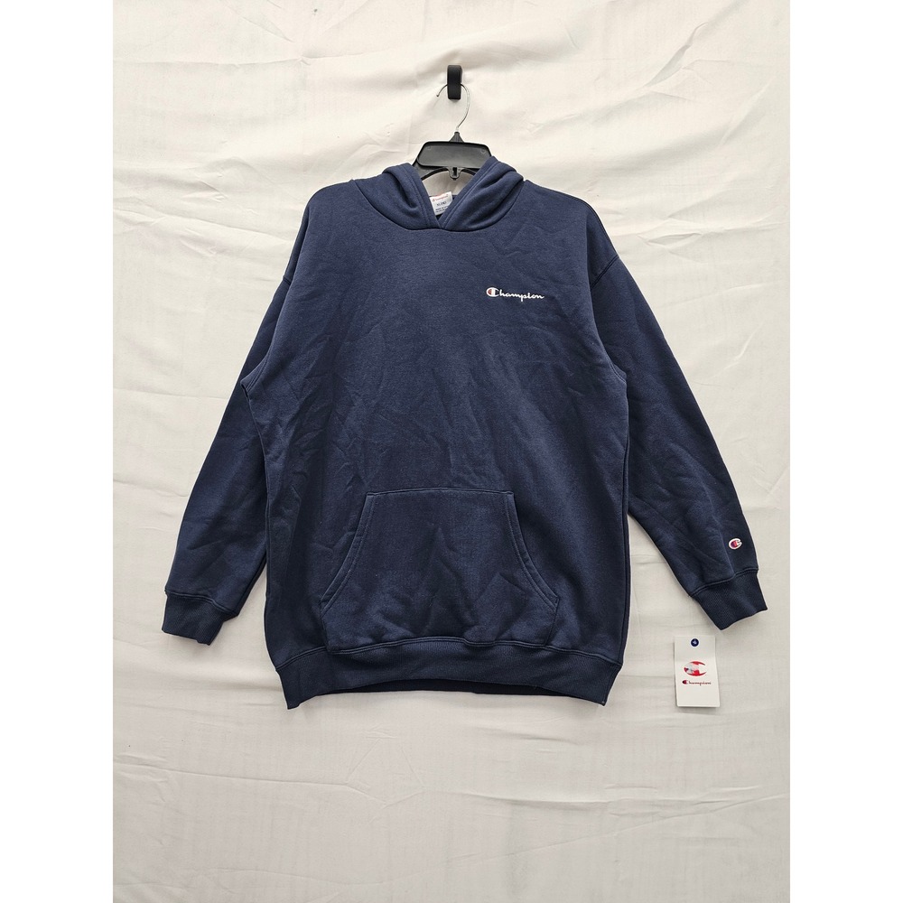 Champion Boys Oversized Fleece Pullover Hoodie Navy Cotton Blend Casual Size XL